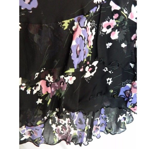 Vintage 90s Betsey Johnson Floral Ruffle Skirt 12 - Picture 3 of 6